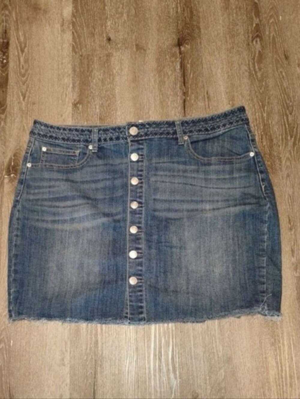 Maurices Super Cute Button-Front Blue Denim Mini Skirt